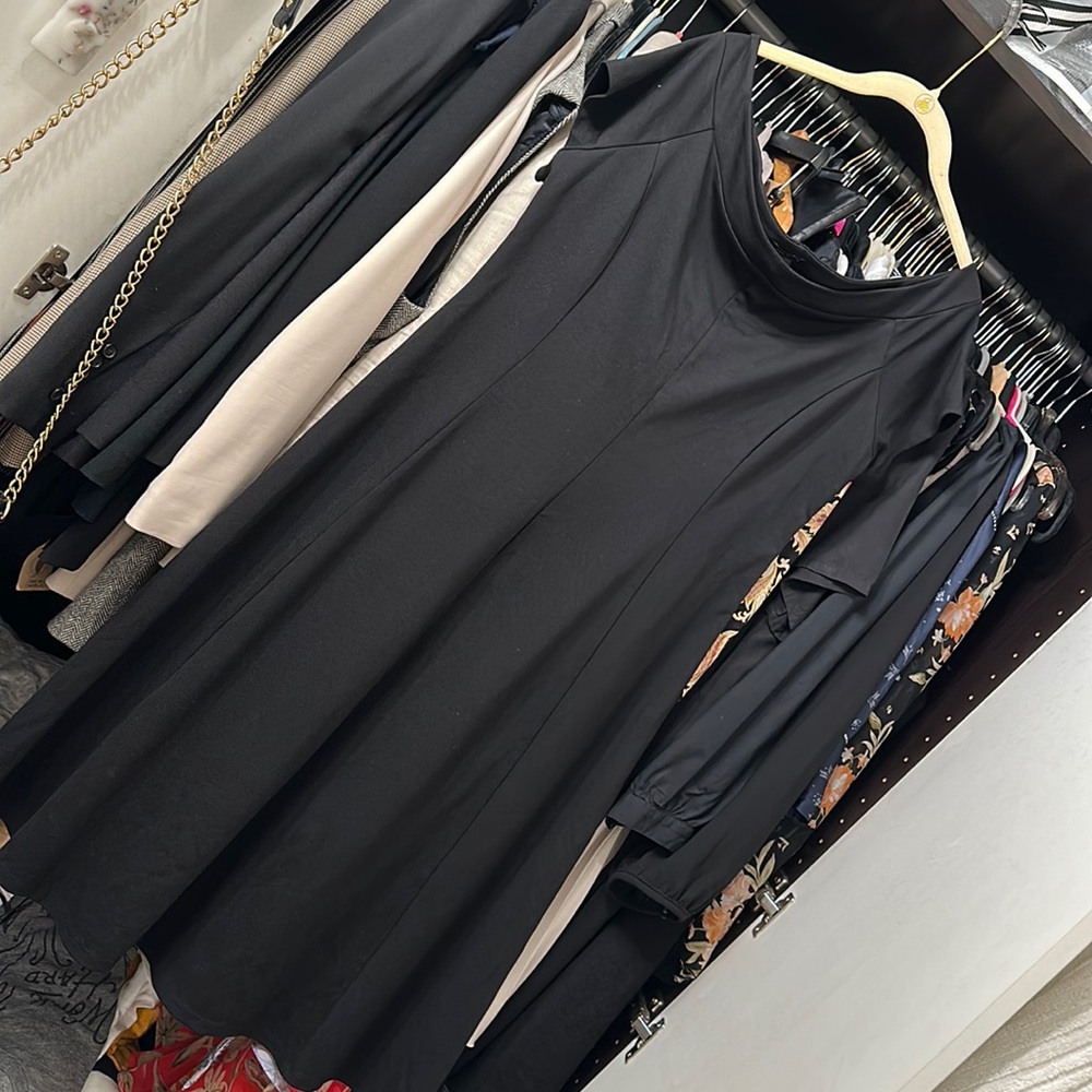 Ann Taylor Off The Shoulder Black Midi Dress